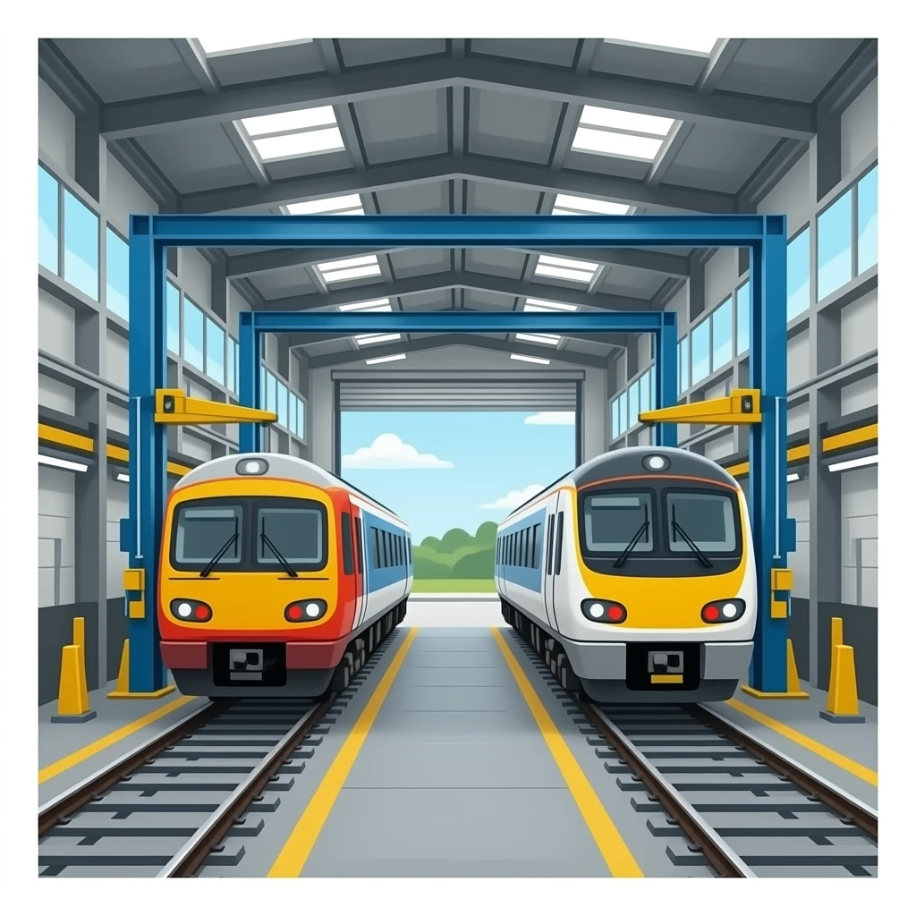 inside train maintence depot building perspective emoji