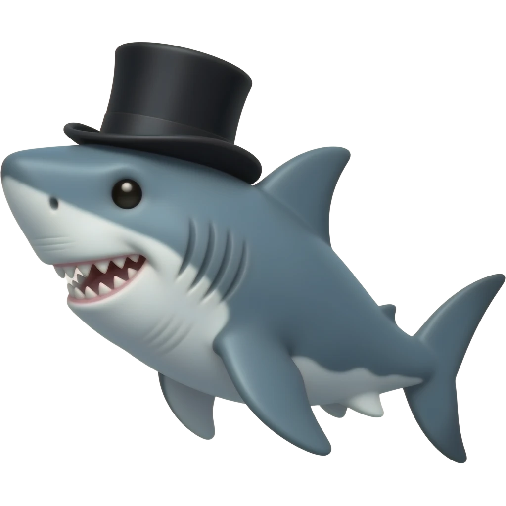 Shark with a top hat emoji