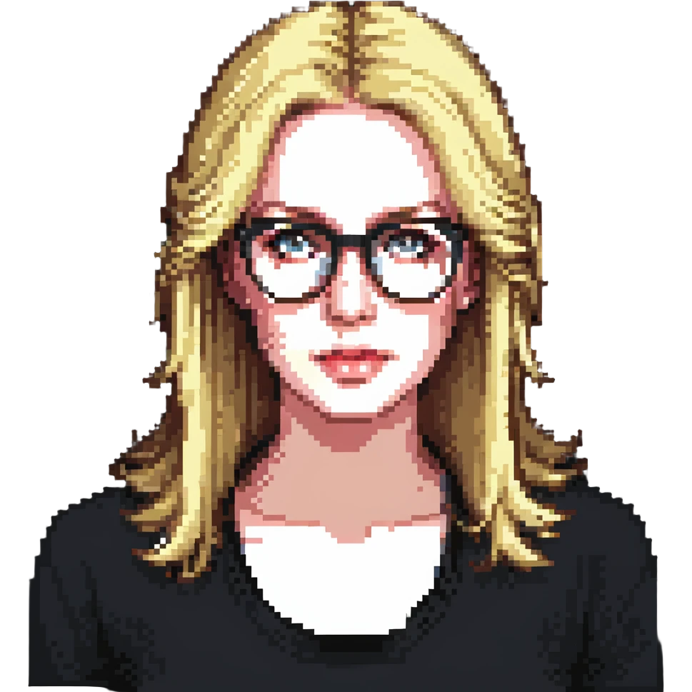 strict and fair senior category math teacher, blonde woman with glasses emoji