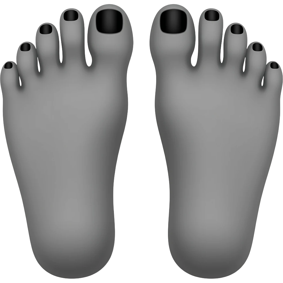 Gray detailed feet with black toenails emoji