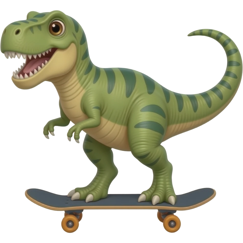 Dinosaur on a skateboard emoji