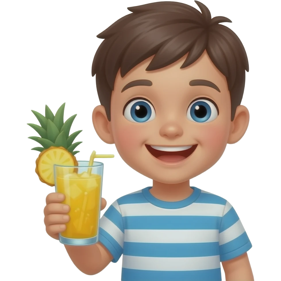 kid holding pineapple juice closeup emoji