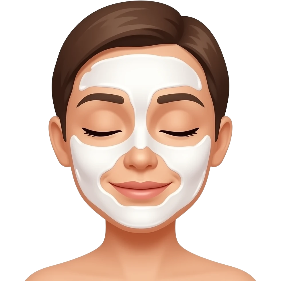 someone getting a facial (eyes closed and facial cream all over) -relaxe emoji
