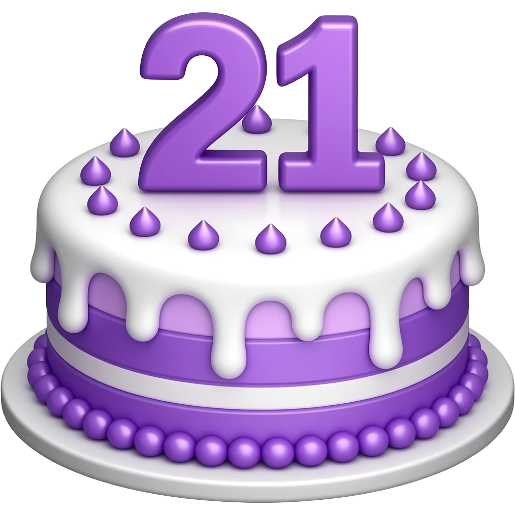 21st birthday cake purple emoji