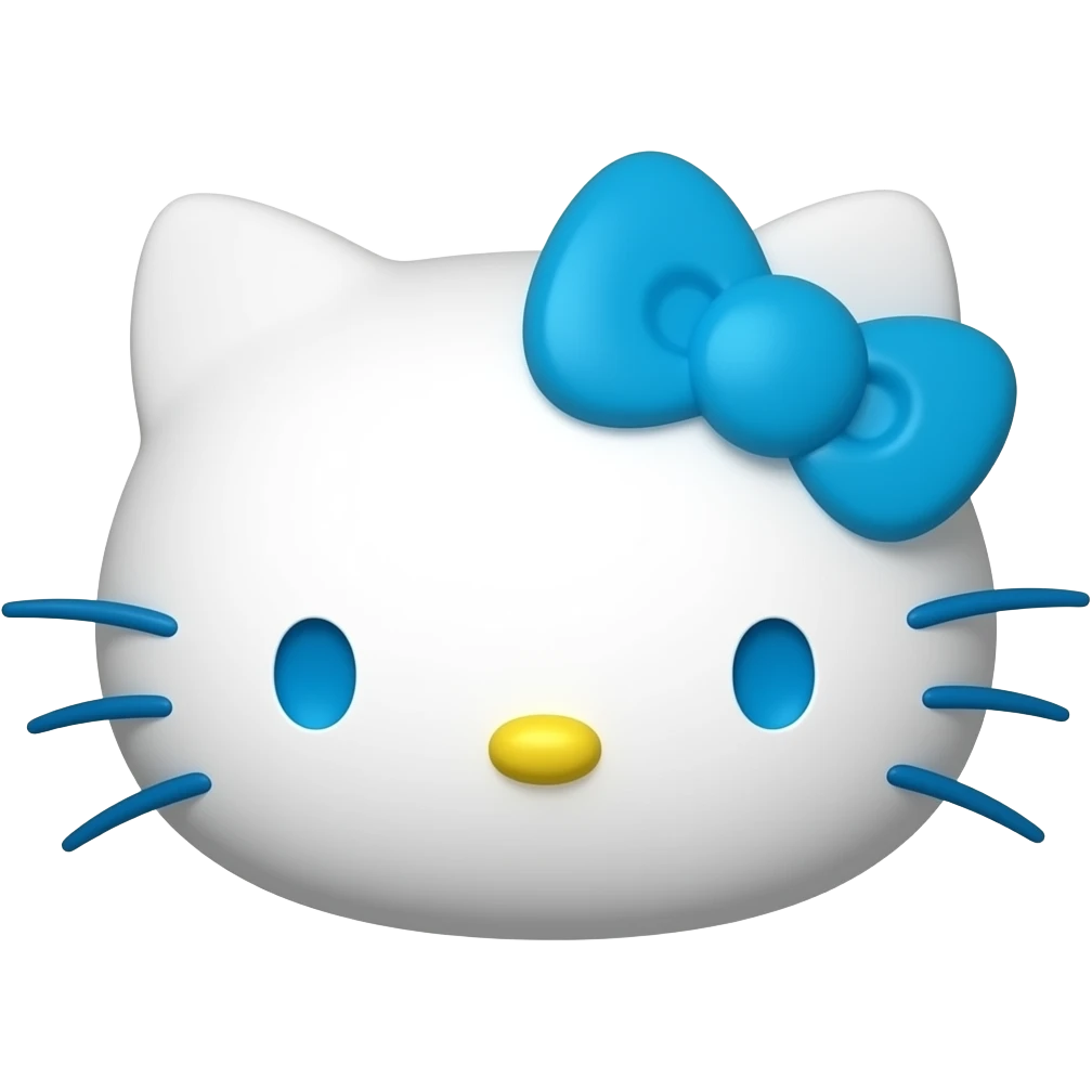 hello kitty face 3d blue shadow emoji