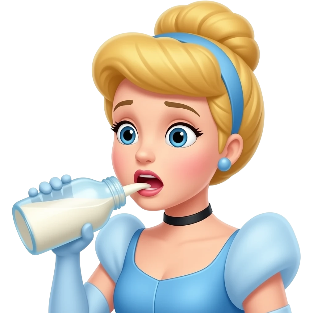 Cinderella spit up milk, panic emoji