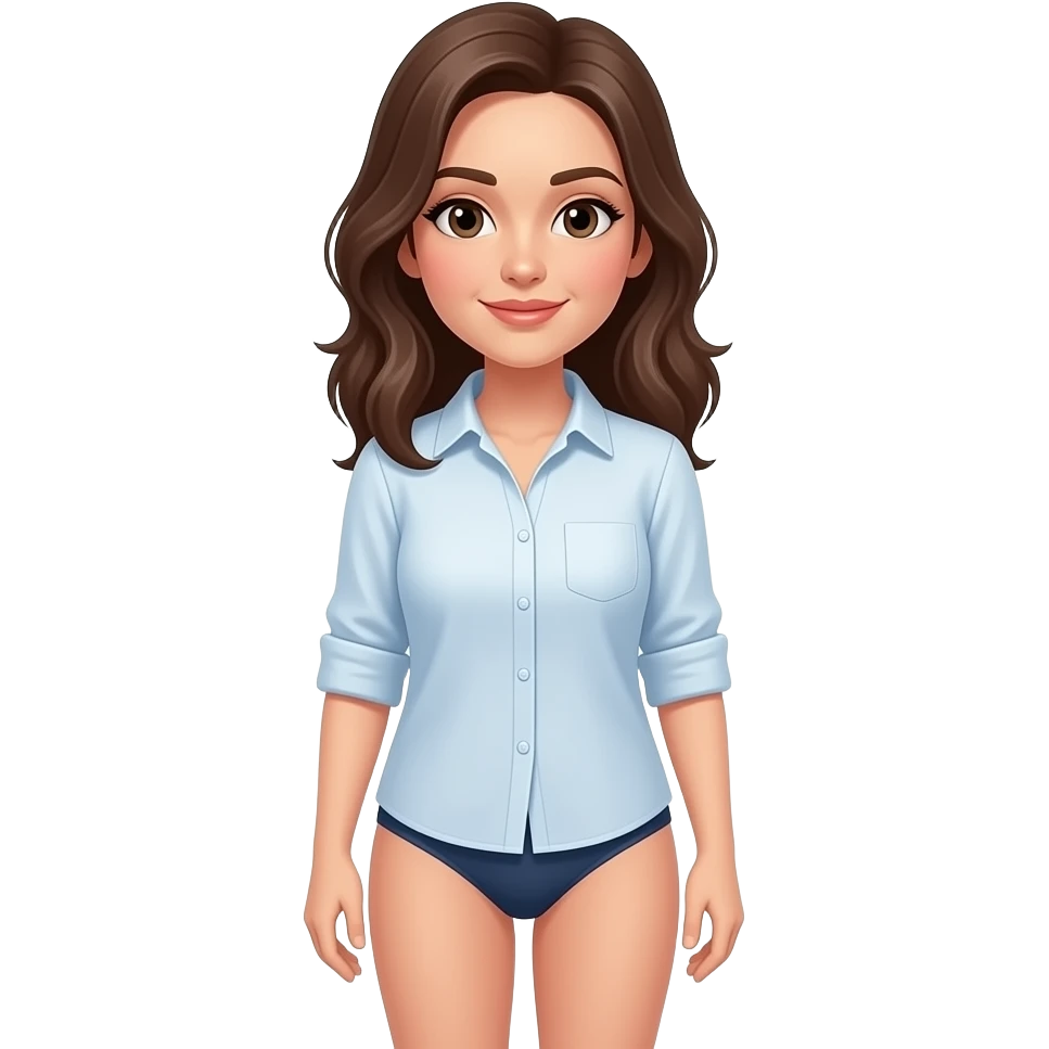 Woman wears shirt no pants and panties emoji
