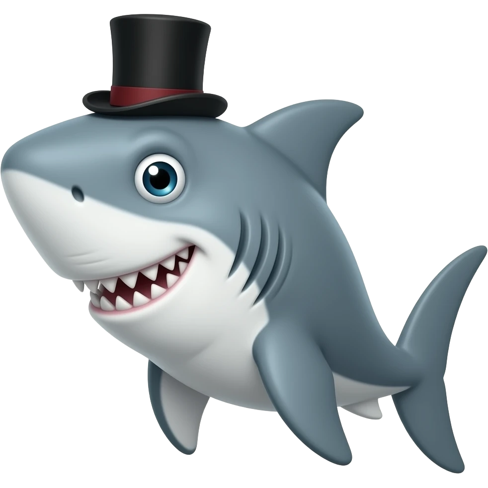 Shark with a top hat emoji