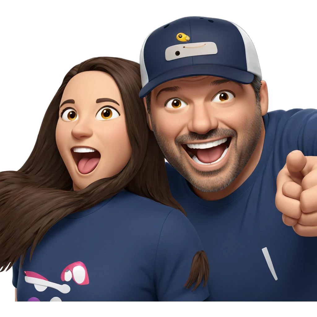 smiling friends with playful gestures emoji