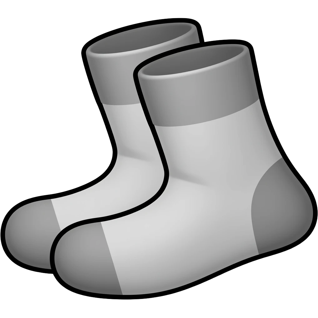 thick black outline, grey socks emoji, thick black outline, simple cartoon emoji