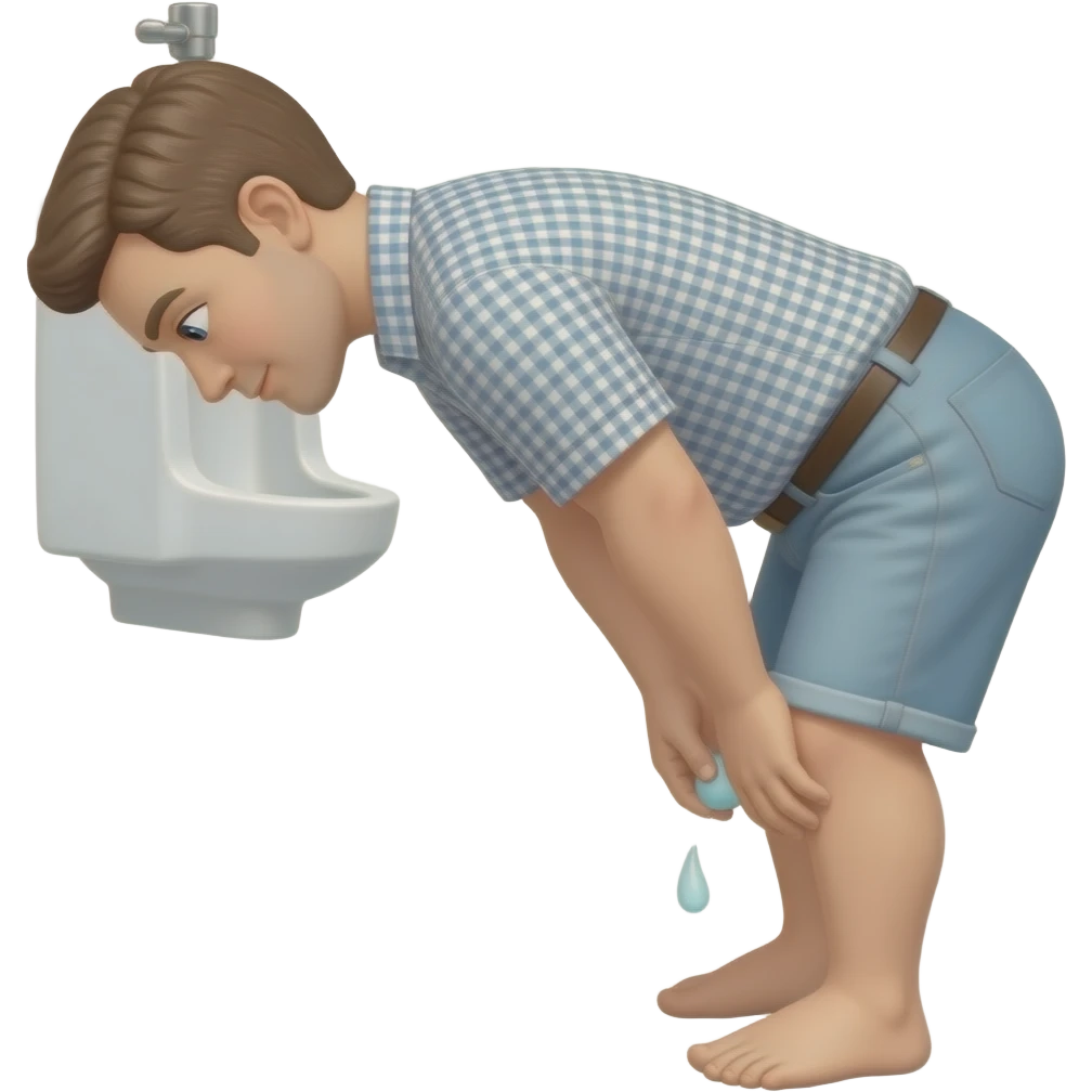 Erstelle ein Bild von einem urinal in einem öffentlichen WC, einem Mann der vor einer urinal steht und uriniert emoji