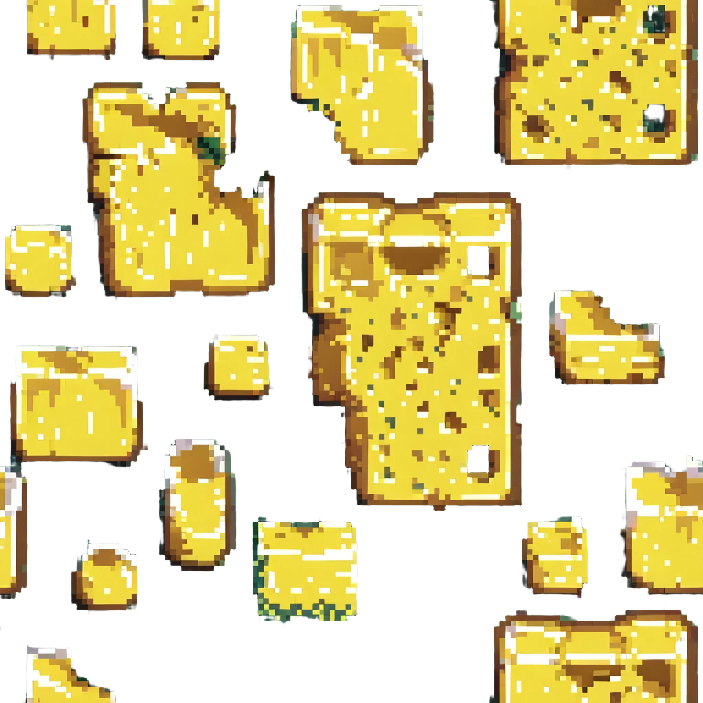 pixel art sponge, blocky and retro, yellow with green scrub side emoji