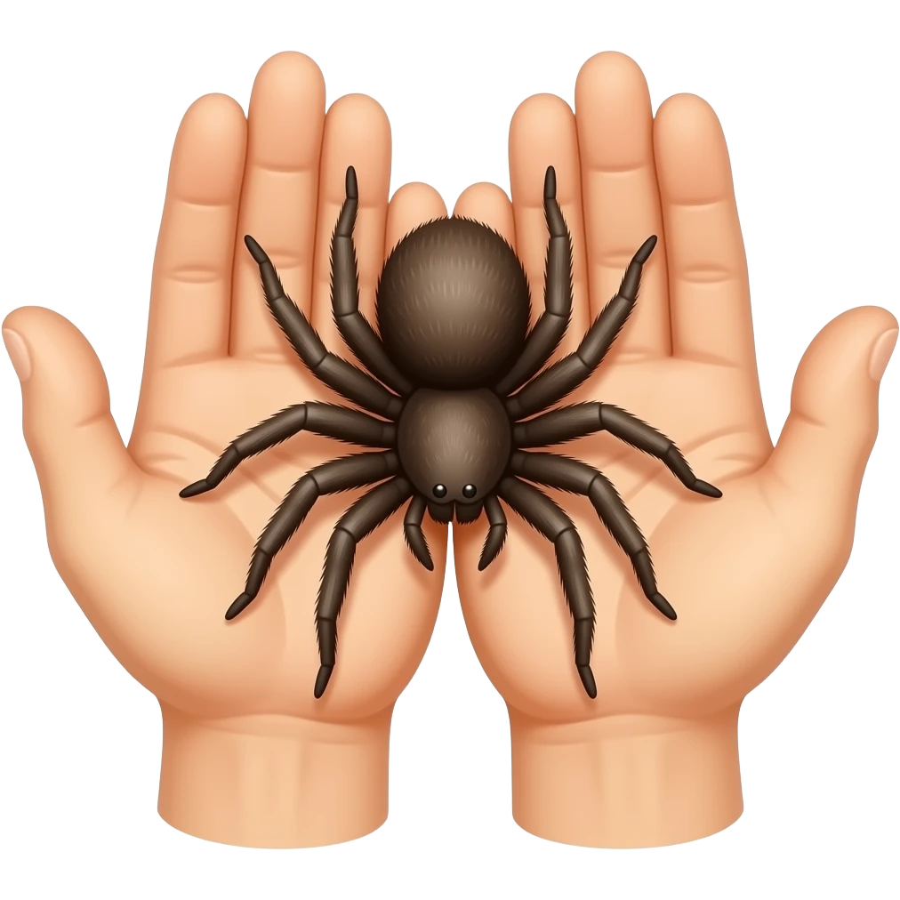 manos sostienen una araña emoji