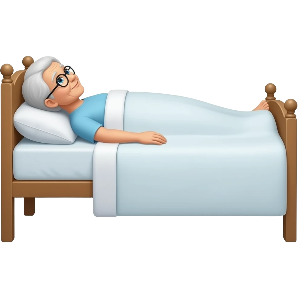 abuela de perfil con ropa y cuerpo entero pero en la cama estirada emoji