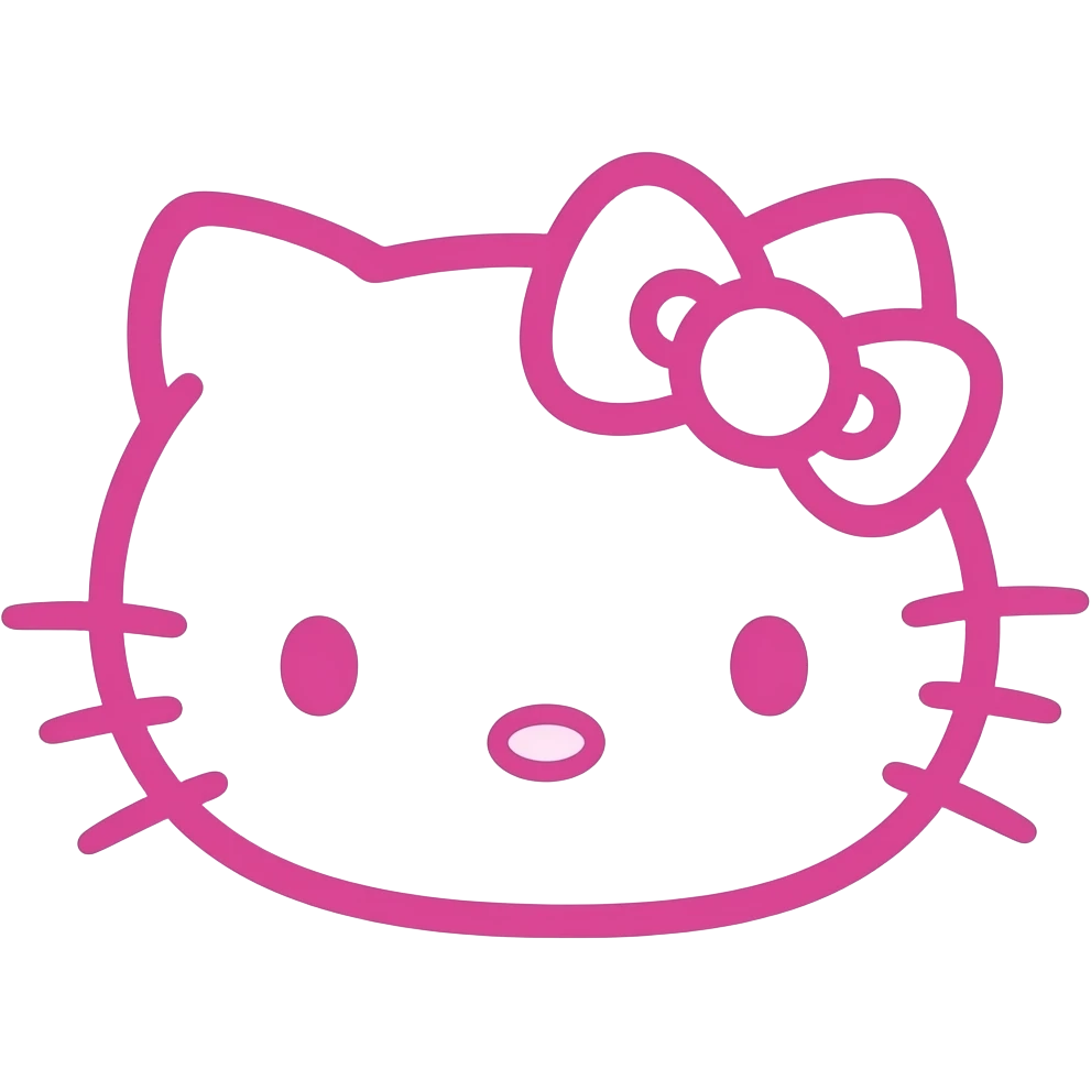 Neon pink outline hello kitty head emoji