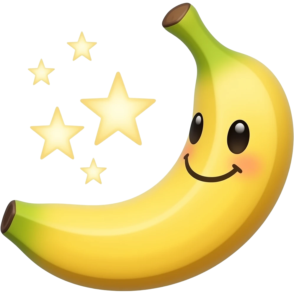 The emoji depicts a smiling moon as a banana and stars nearby emoji