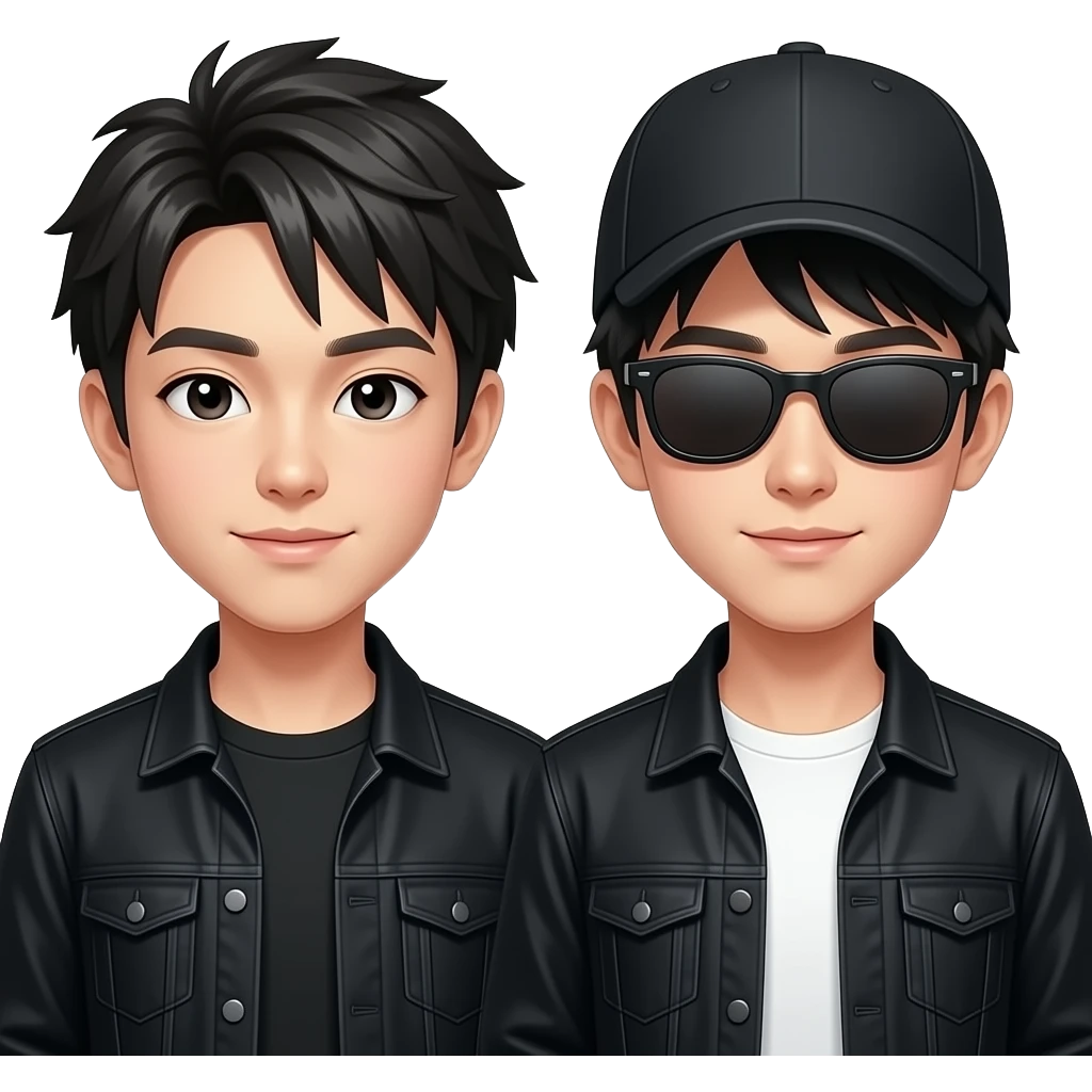 Two Japanese Yung Men with black jacket and sunglasses/Cap emoji