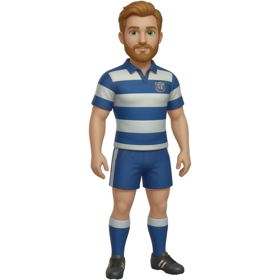 40 year old, Redheaded, beard male, green eyes, rugby player emoji