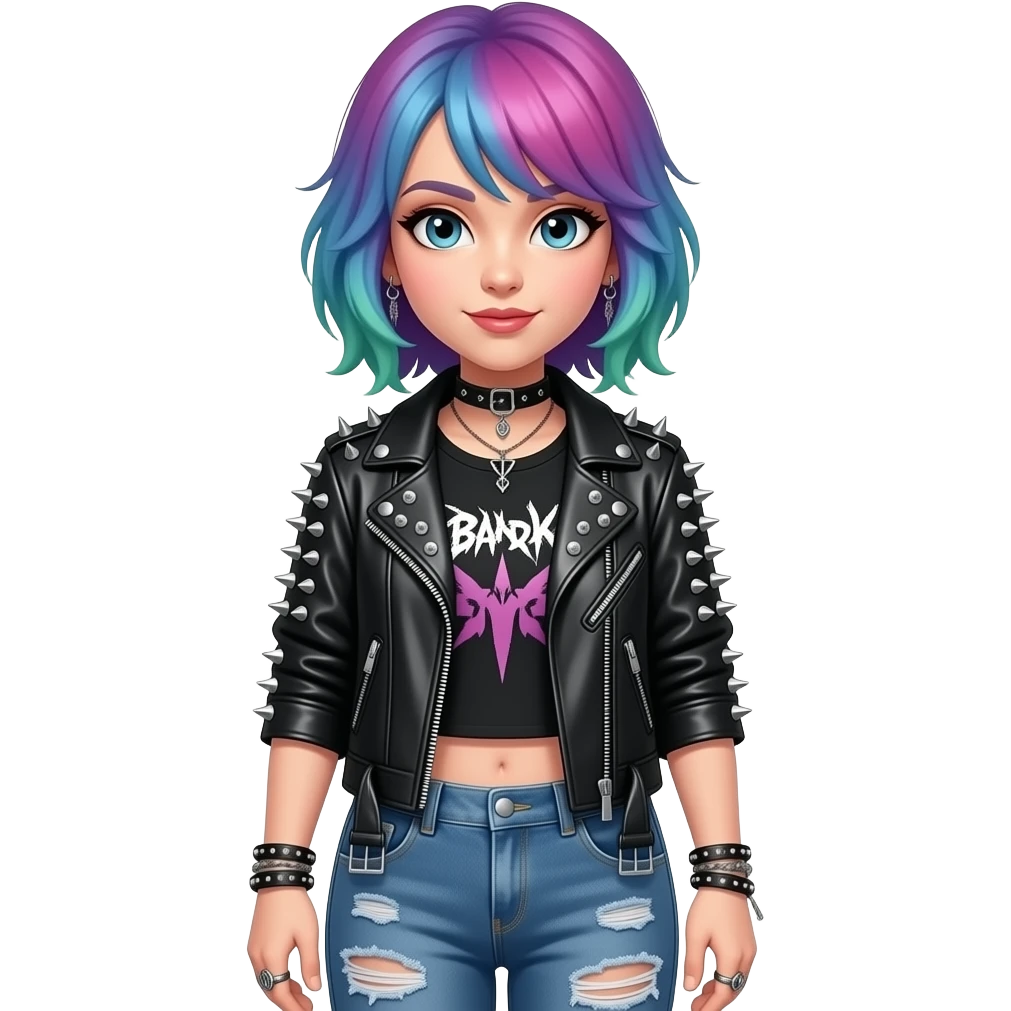 A girl wearing pop punk and more emoji