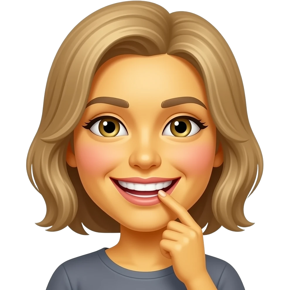 Émoji classique (jaune rond) qui sourit de manière aguicheuse un peu tout en se mordillant l’ongle avec les dents au coin de la bouche, il rougit légèrement et à l’air amouraché emoji