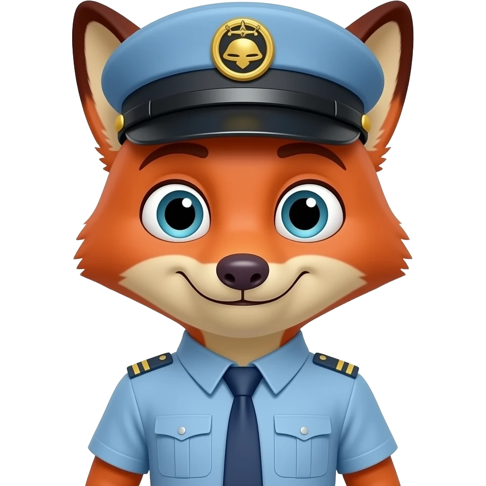 fox wear a driving full  uniform and and driving cap half body close up emoji
