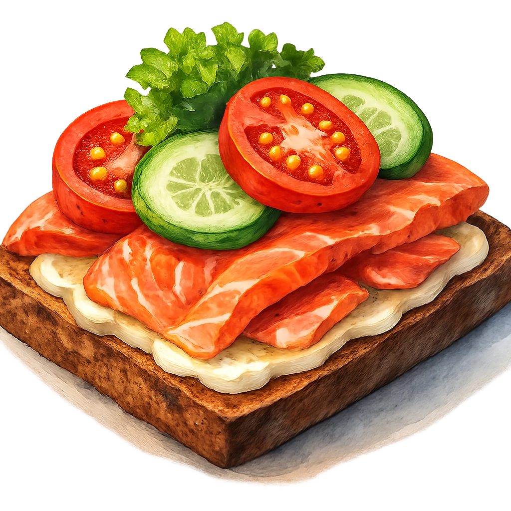 В слега рисованном, но при этом ярком и объемном стиле сгенерируй картинку сочного смёрребрёда, профессионально выставленный свет, который подчеркивает объем, прозрачный фон emoji