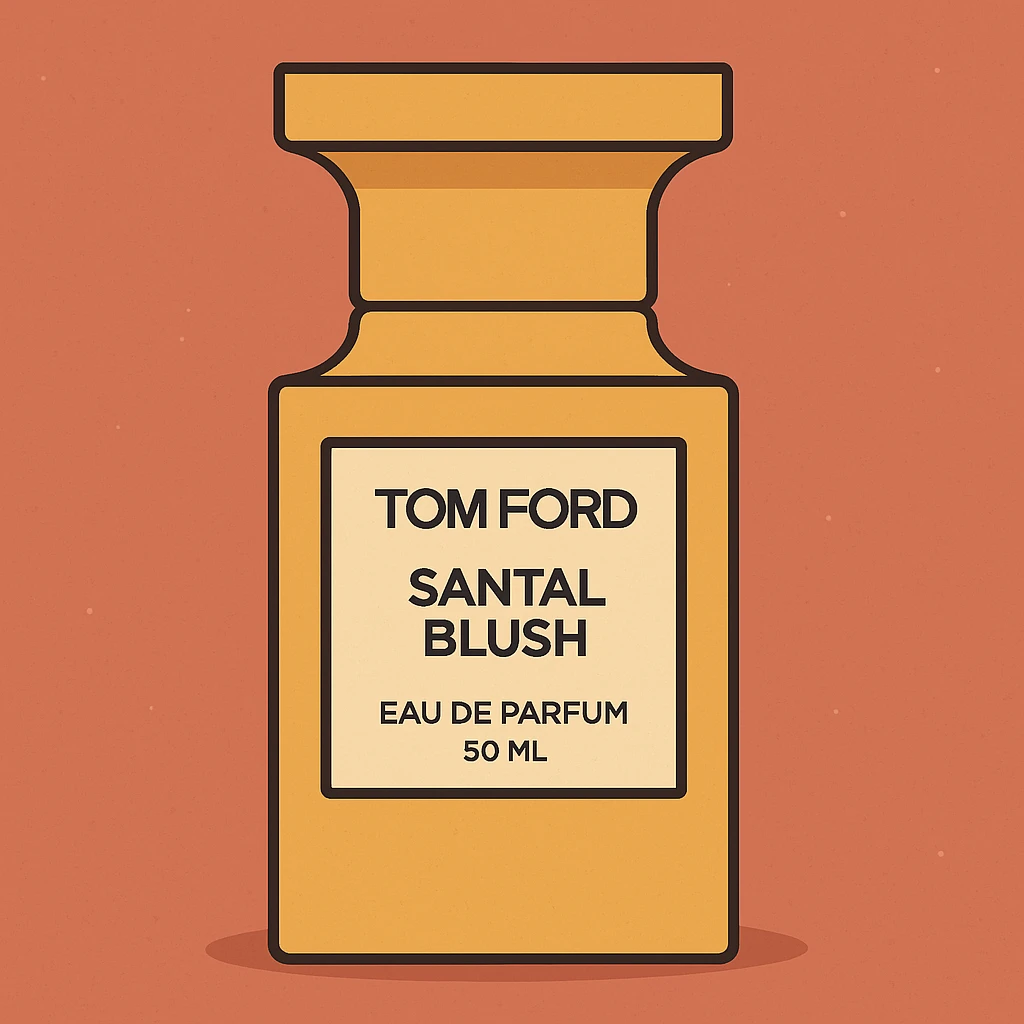 Flat toon style illustration of Tom Ford santal blush perfume  emoji