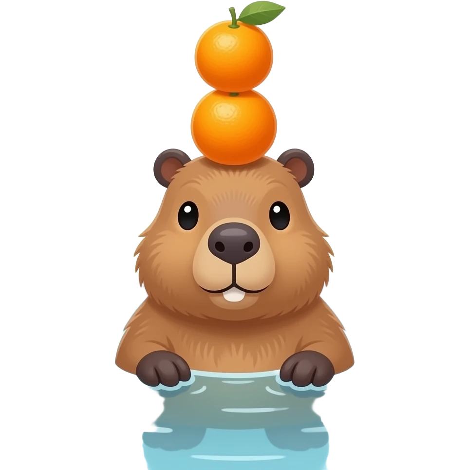 头顶橘子泡温泉的可爱水豚 emoji