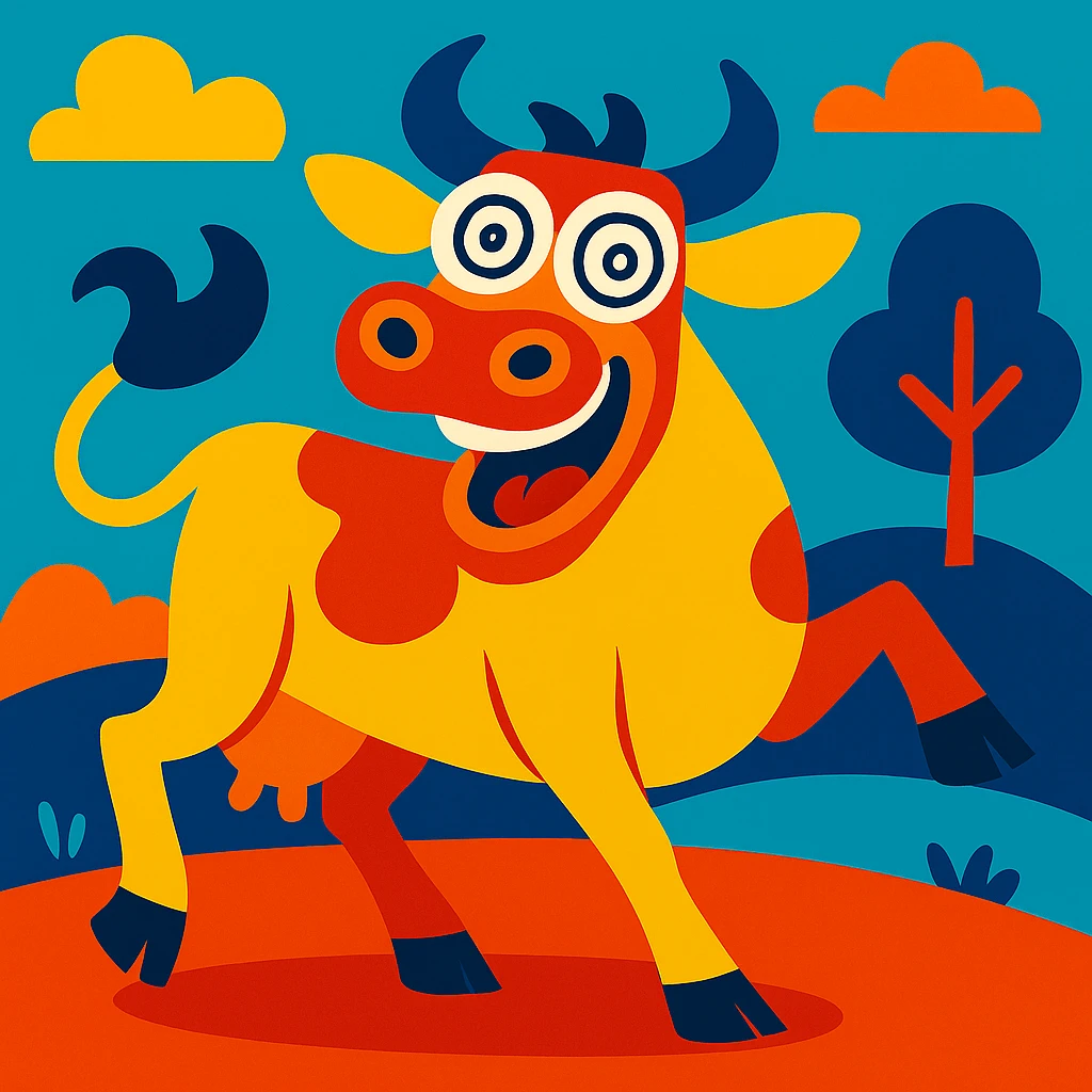 Crazy cow emoji
