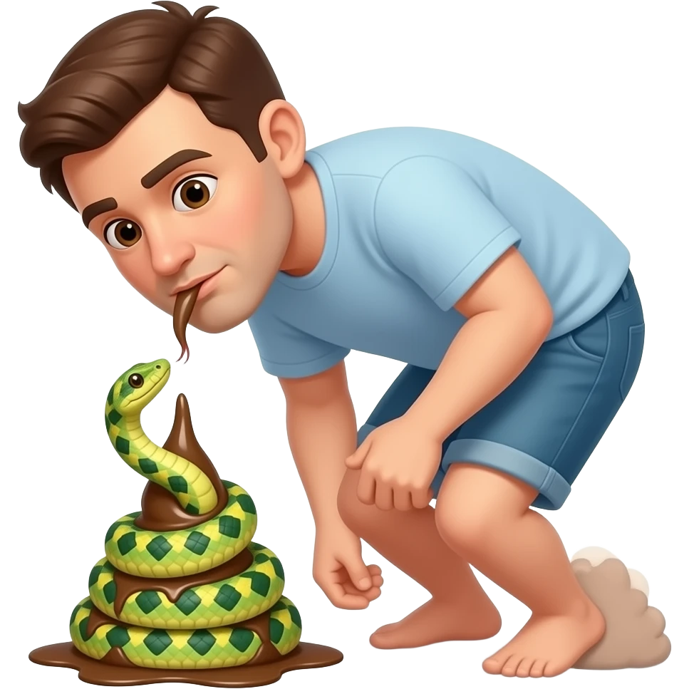 a man pooing out snakes emoji