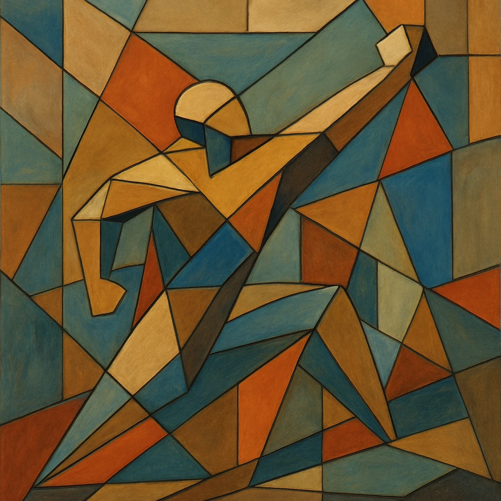 abstract depiction of Tenacity, with interlocking forms and a sense of upward movement emoji