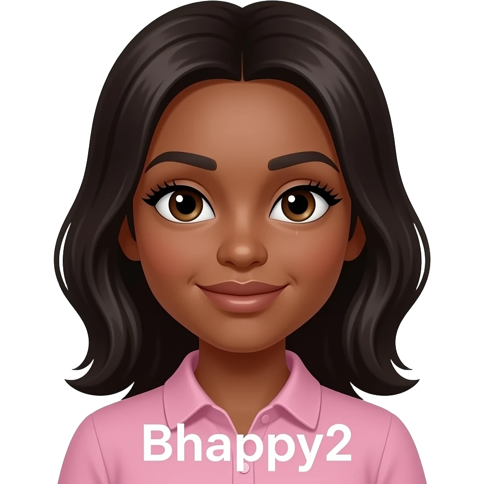 Yes use same image a skin shade more brown add her some eyelashes with the words Bhappy2 emoji