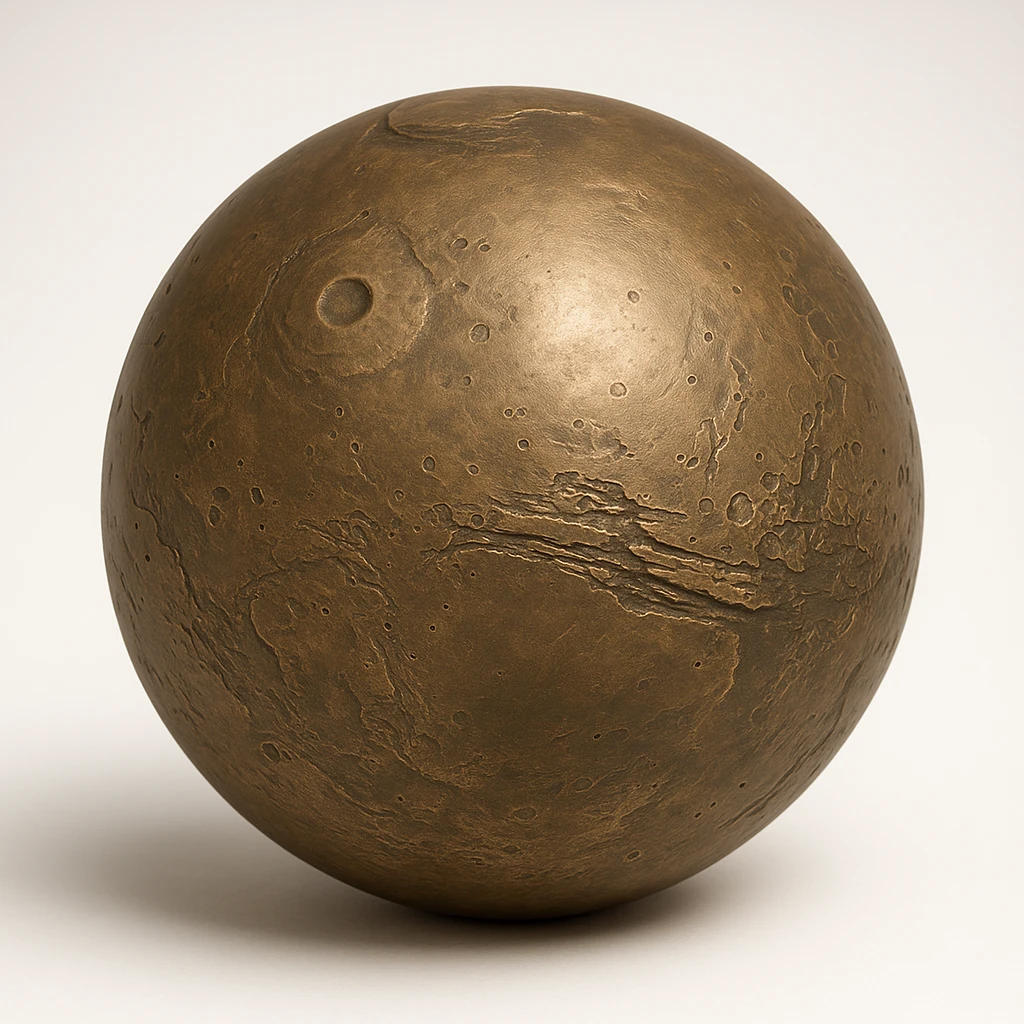 bronze planet Mars, metallic, stylized, no text emoji