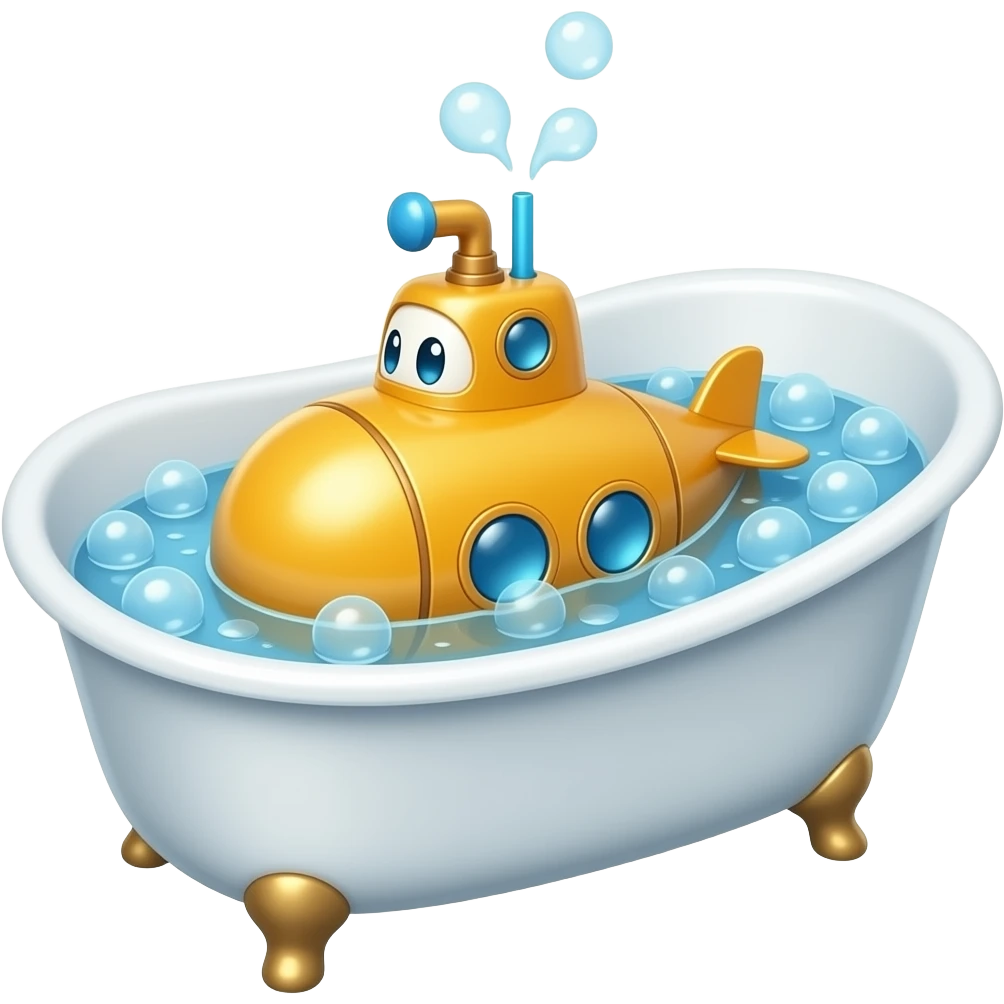 a toy submarine in a tub emoji