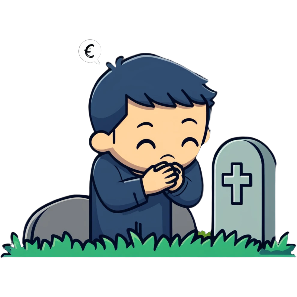 man crying over a grave emoji