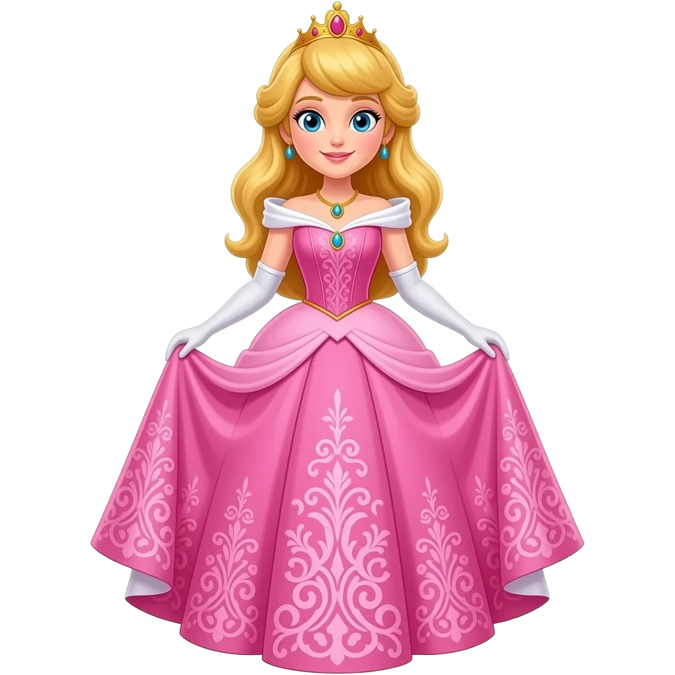 Pembe Ve Kabarık elbiseli taçlı  prenses tüm vücut emoji