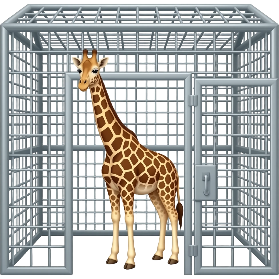 giraffe inside a square zoo cage with open door emoji