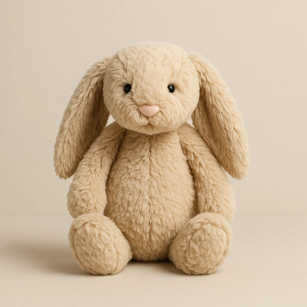 jellycat bashful bunny plush toy in beige, soft and cuddly, neutral background emoji