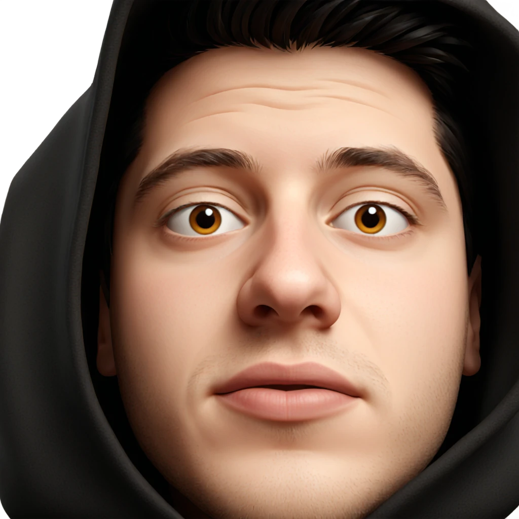 realistic portrait of male with hood emoji