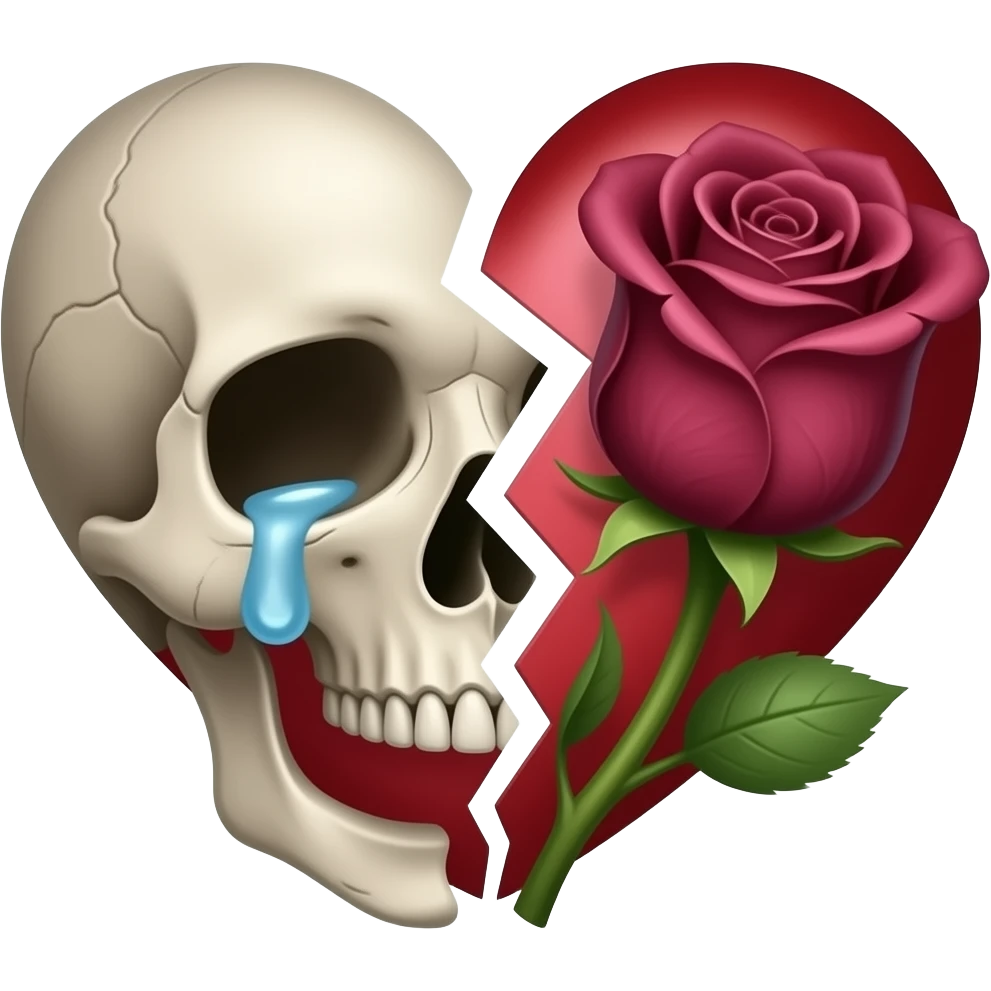 A 💀 + 😭 + 🙏 + 🥀 + 💔 NO HUMAN merged together emoji