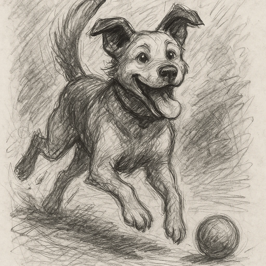 happy dog running after ball emoji