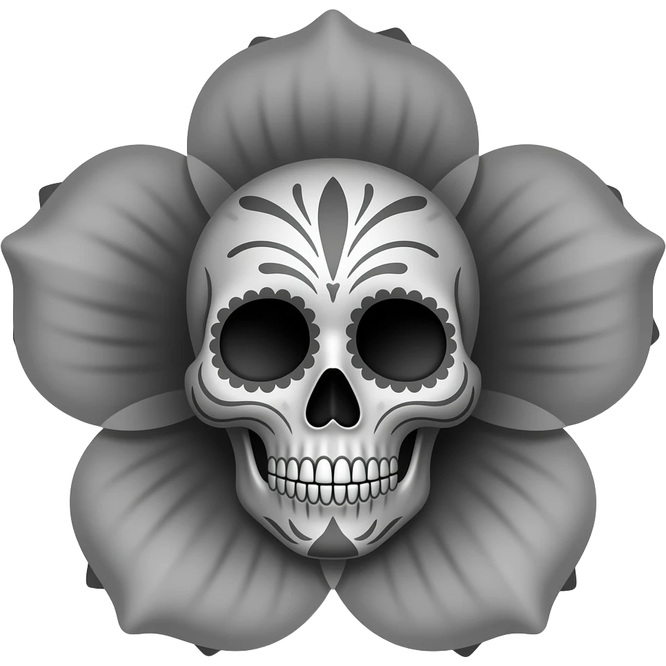 in a basic color, less detail, can you make the catrina face combined with an open flower? can you make it in dark colors? emoji