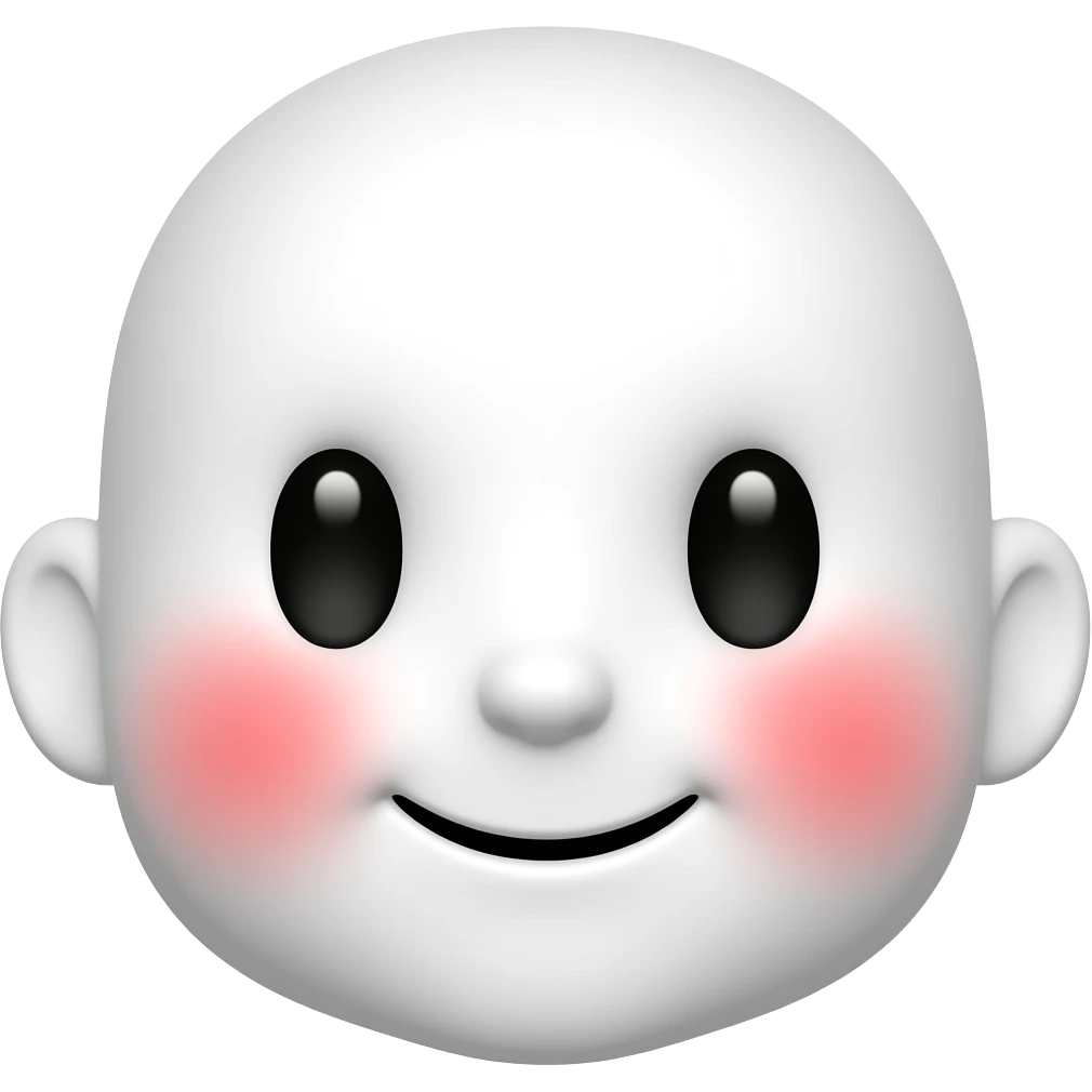 흰색 얼굴의 붉은색 홍조를 하고 있는 귀여운 만화 이모티콘 emoji