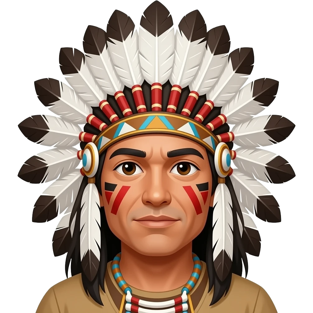 Native American man with headdress with face paint on cheeks emoji
