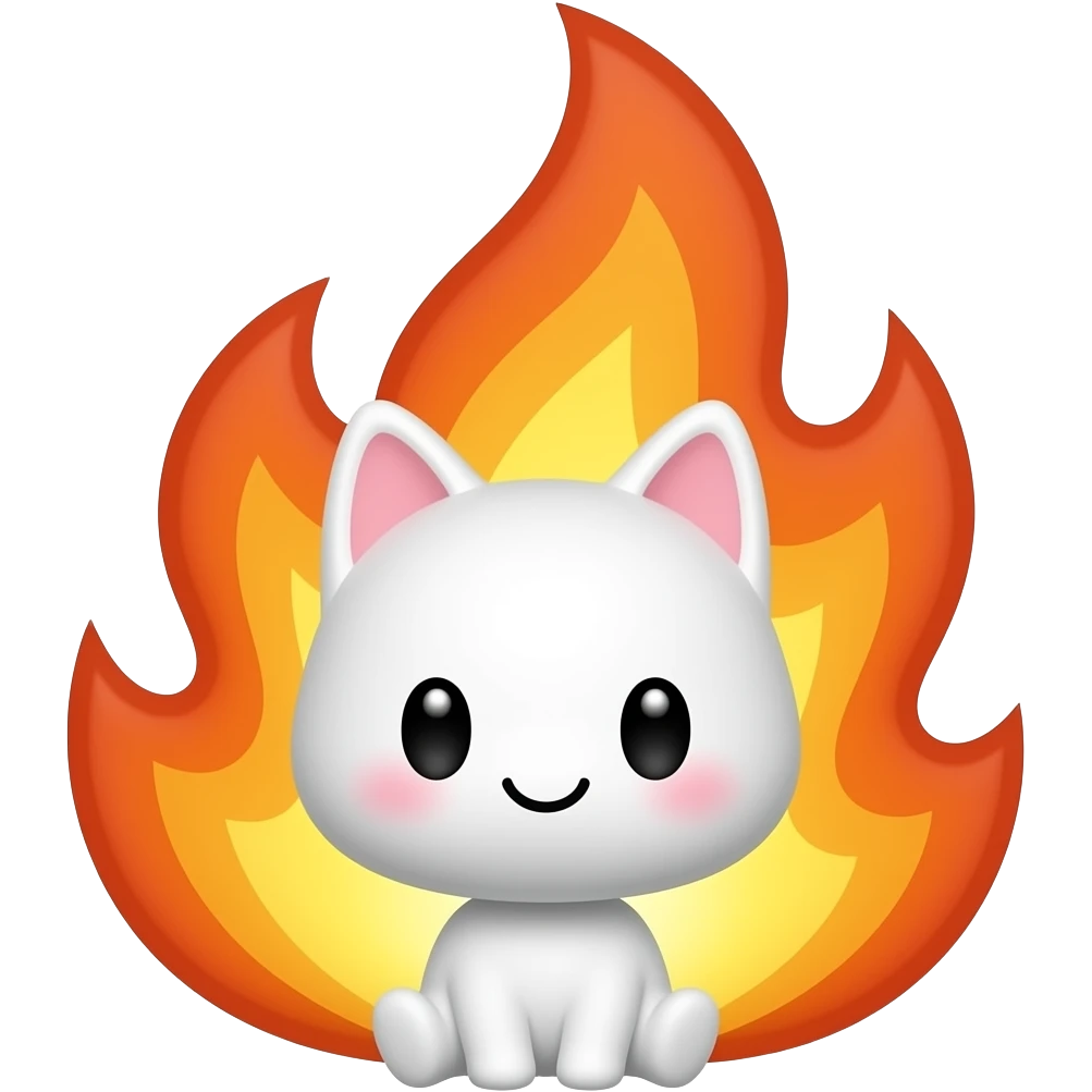 White Kuwaii fire emoji emoji