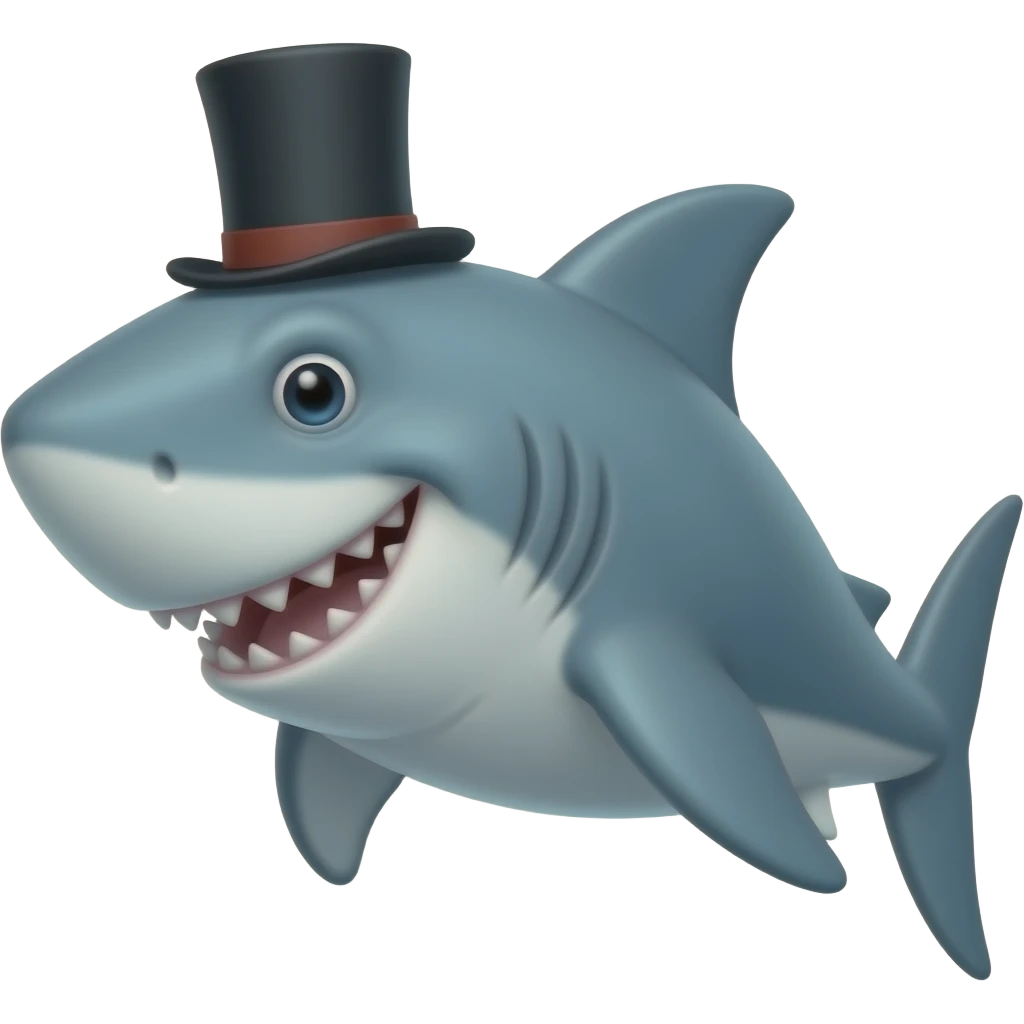 Shark with a top hat emoji