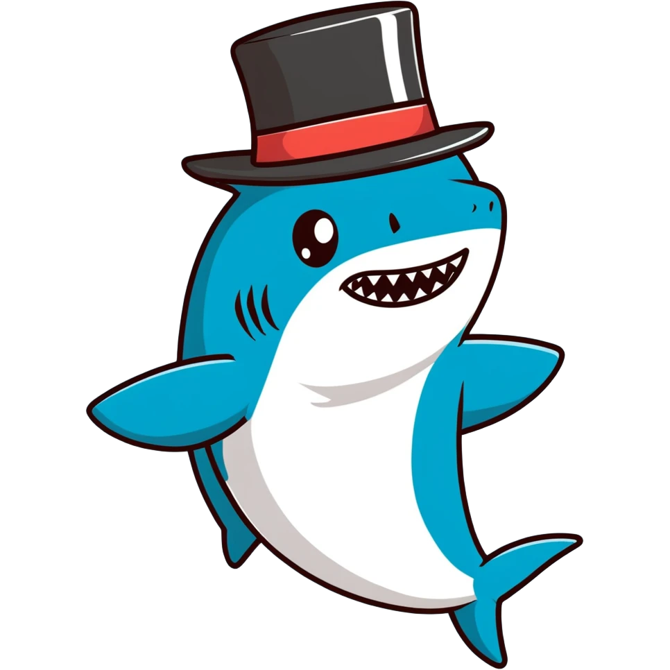 Shark with a top hat emoji