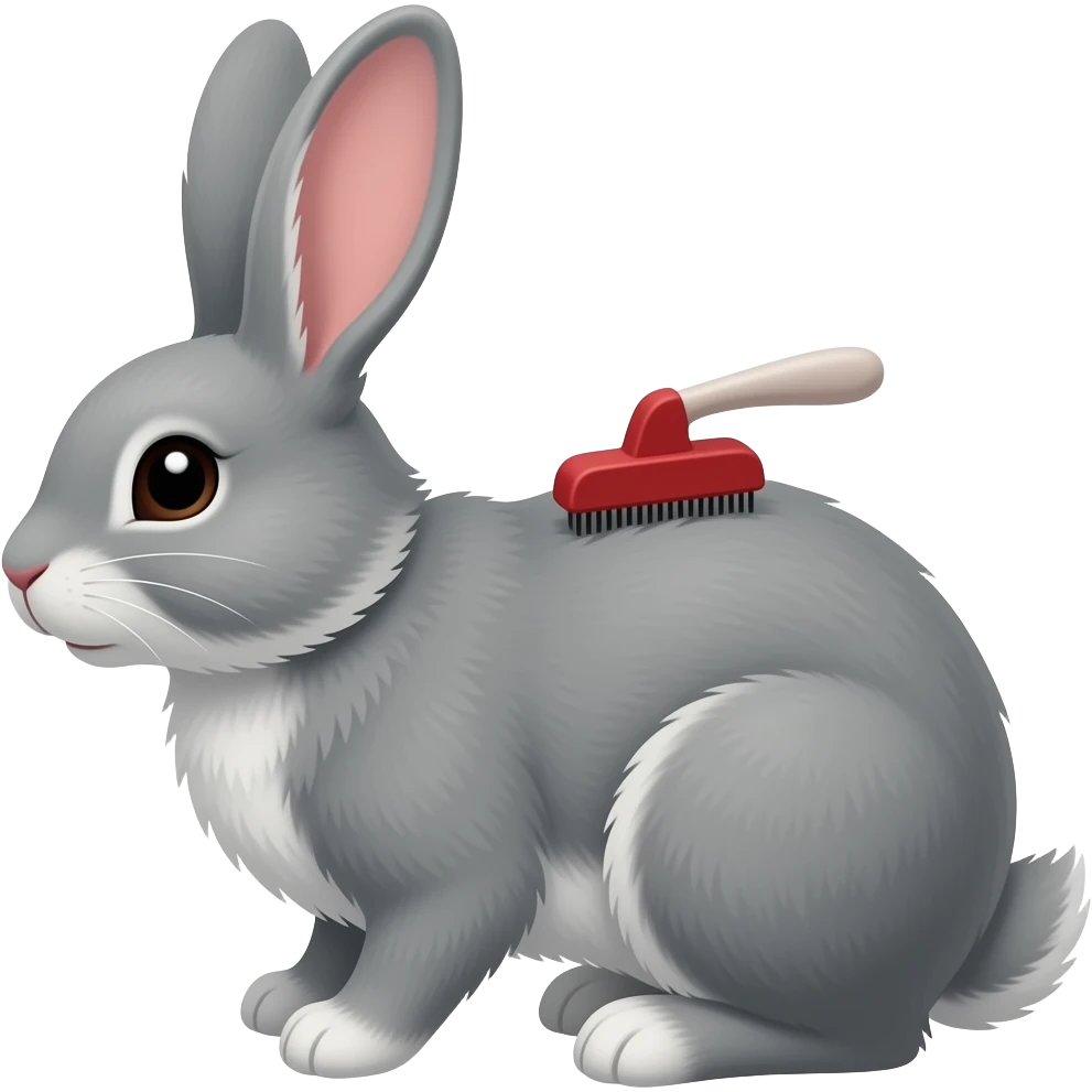 grey Bunny combs bunny’s fur. 🐰 emoji