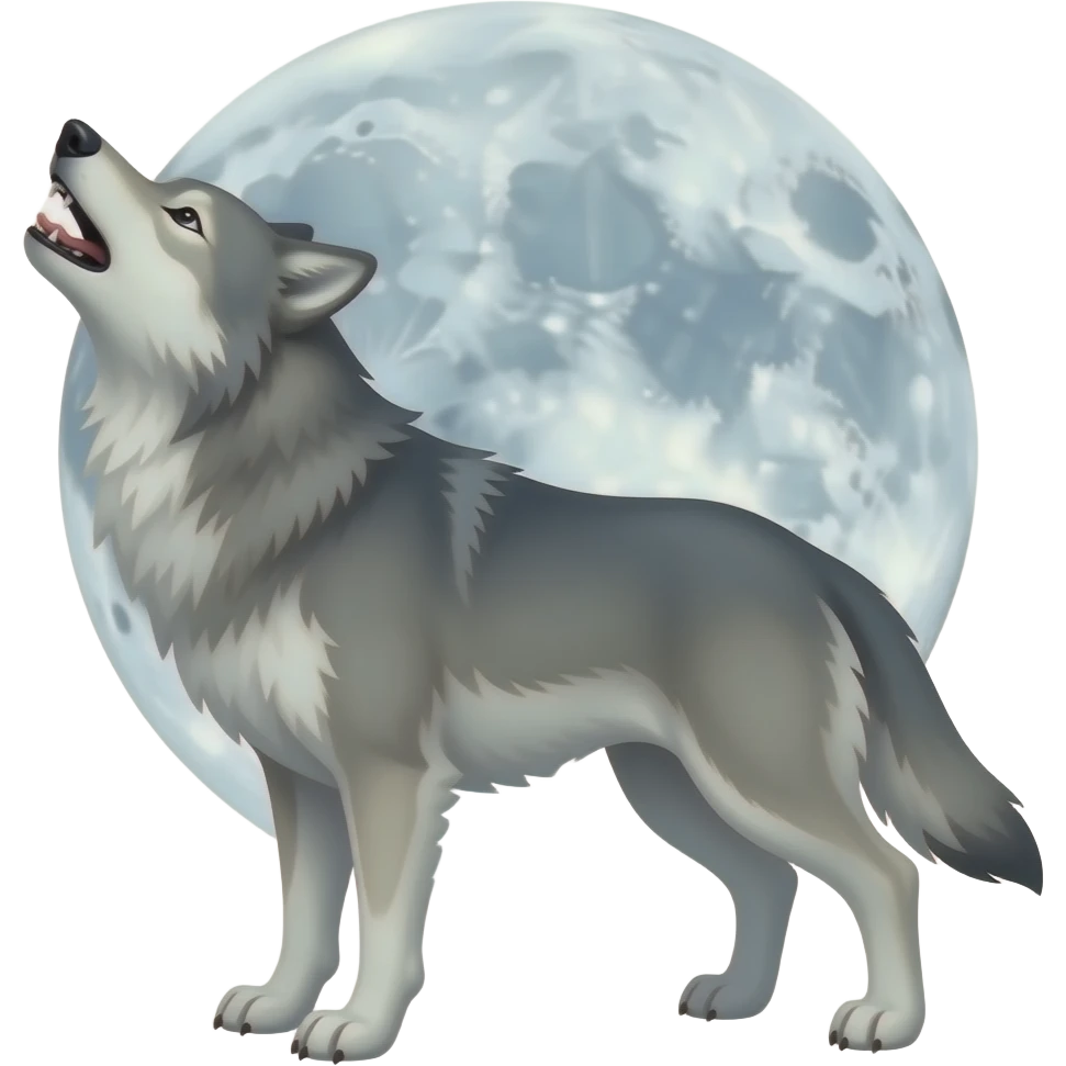 Howling wolf with moon emoji emoji