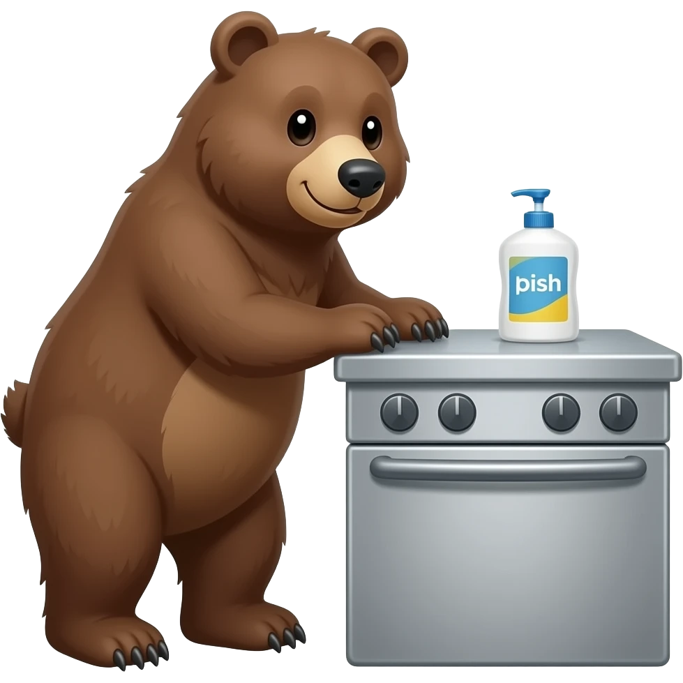 bear next to dish soap on a counter emoji